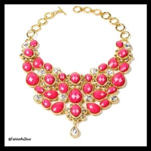 AMRITA SINGH Crystal Bib Necklace Fuchsia